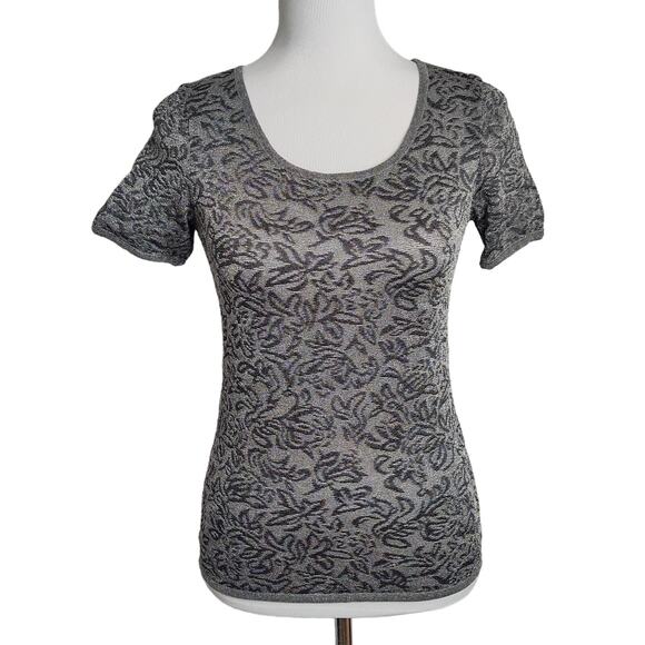 Escada t-shirt floral elastic super stretchy size euro 36, US small AS IS - Picture 1 of 6